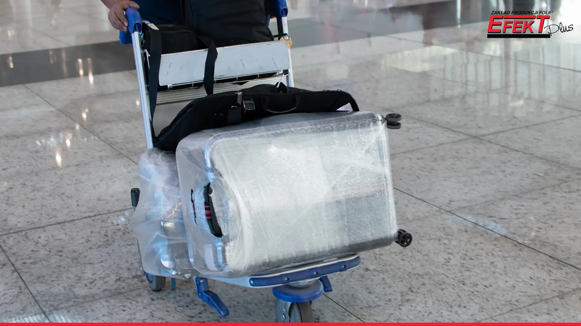 Foil-wrapped baggage at the airport